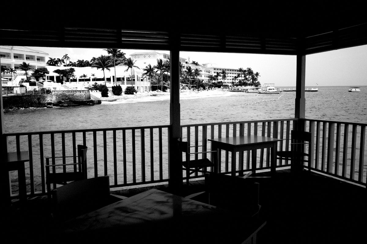 View from the deck towards the Couples Tower Isle Hotel.