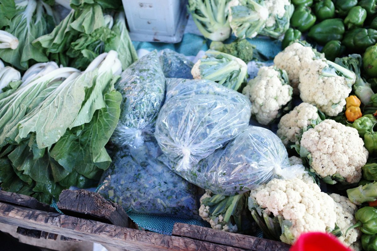 Pak Choy, Calliflower, Bagged Callaloo 